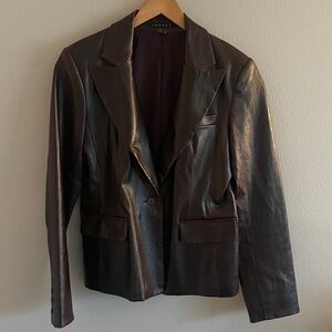 Vintage Theory Women's Dark Brown/Wine Leather Blazer Jacket